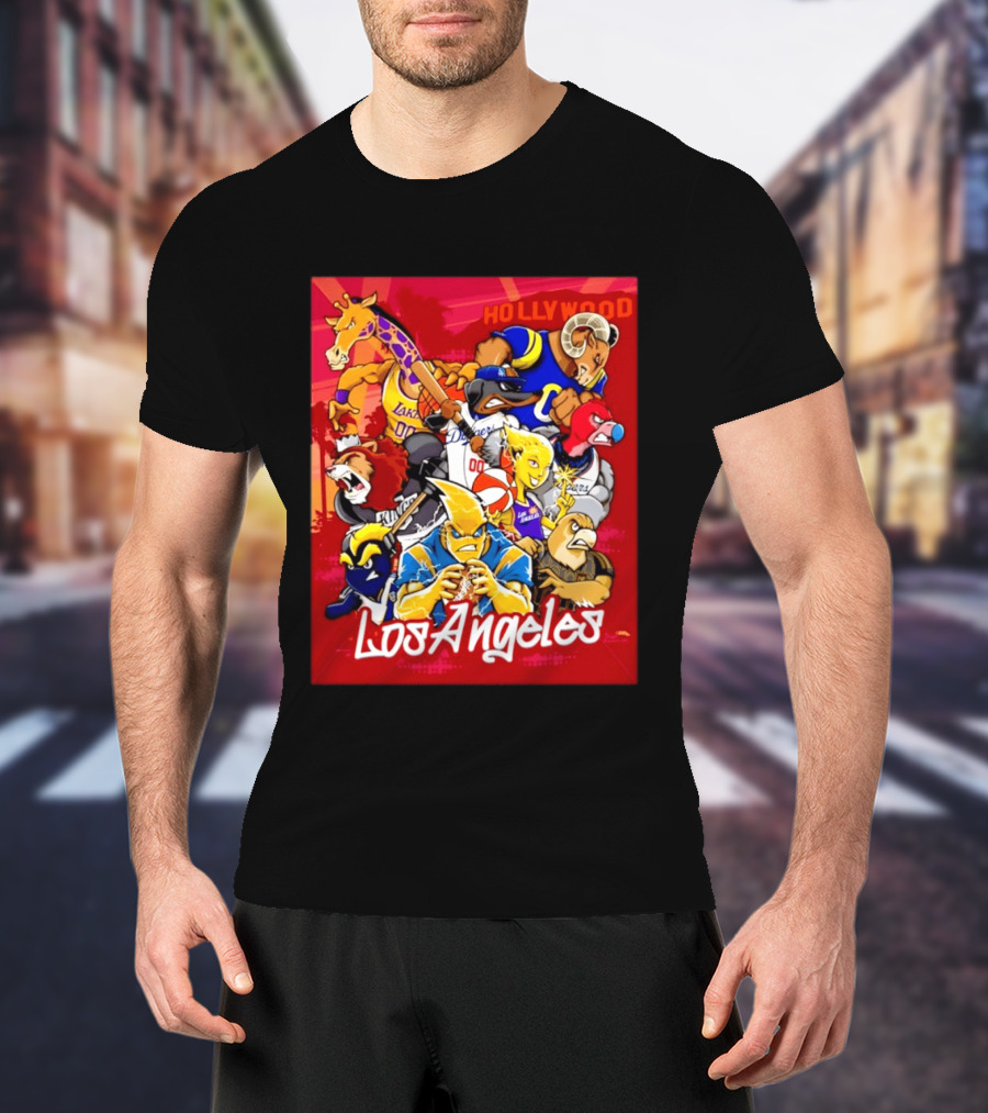 Los Angeles Legends Hollywood Sports Mashup With Dodgers Lakers Kings Rams And Clippers T-Shirt