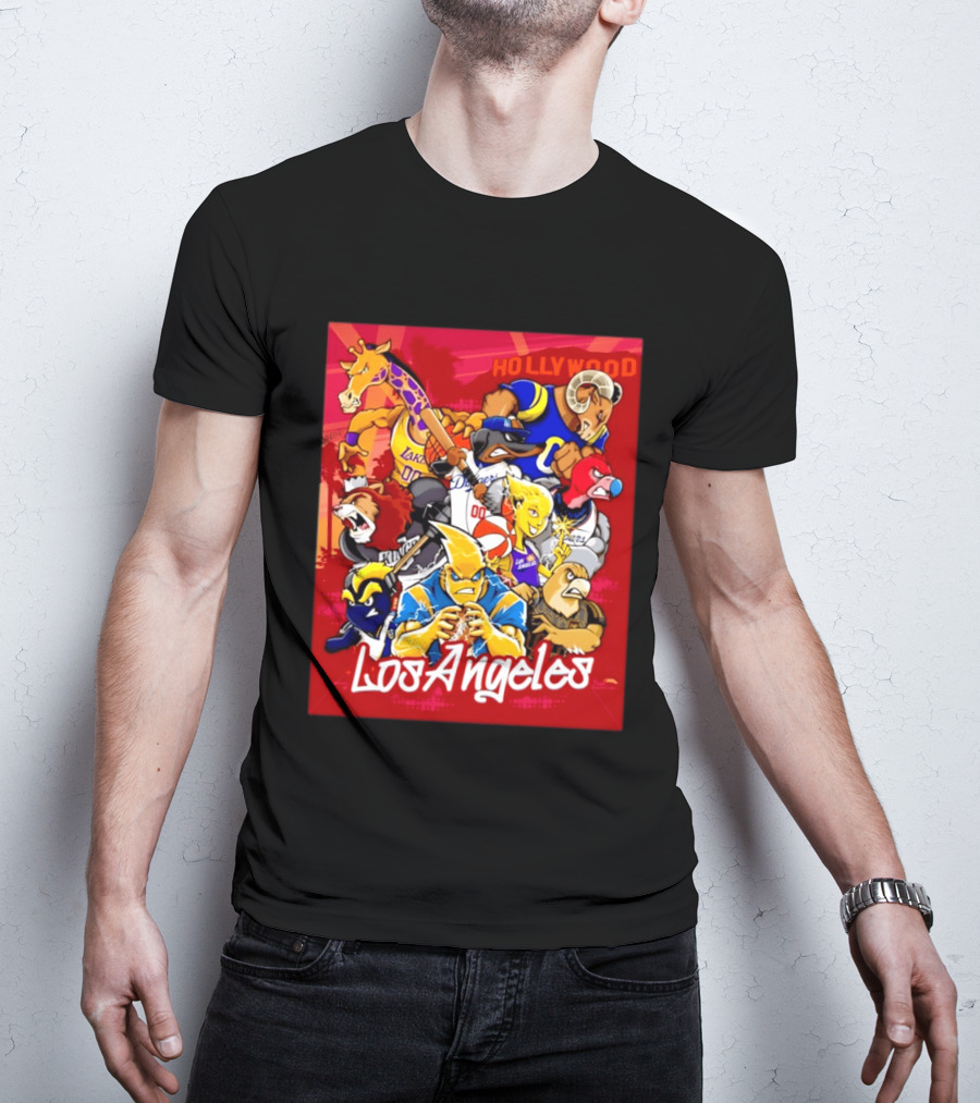 Los Angeles Legends Hollywood Sports Mashup With Dodgers Lakers Kings Rams And Clippers T-Shirt