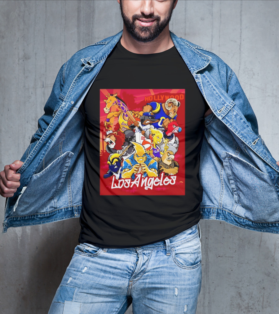 Los Angeles Legends Hollywood Sports Mashup With Dodgers Lakers Kings Rams And Clippers T-Shirt