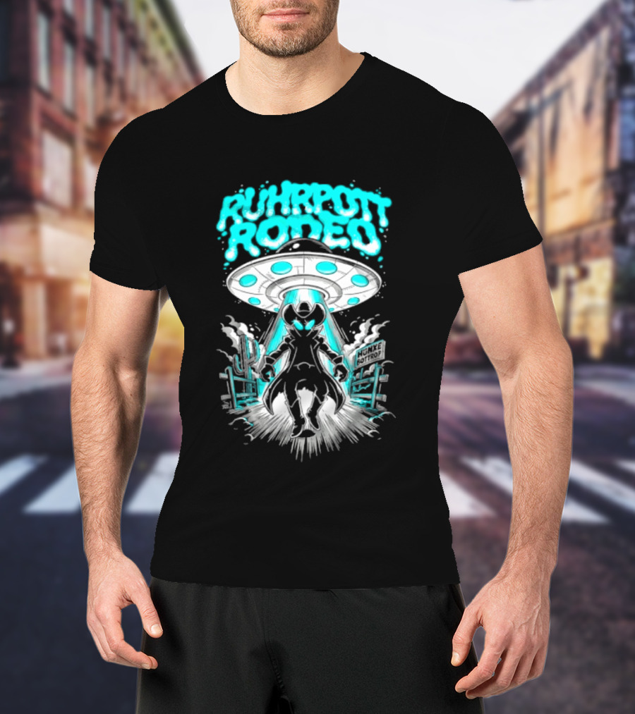 Ruhrpott Rodeo Hunxe Bottrop Alien Cowboy UFO Texas Stadium T-Shirt