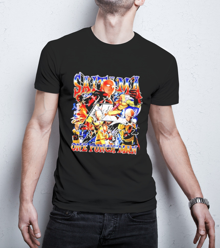 Saitama One Punch Man Anime Manga Superhero Action Pose Compilation T-Shirt