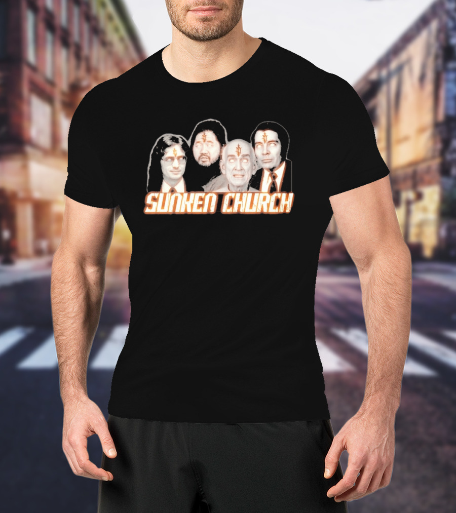 Ouija Macc Sunken Church With Four Figures And Symbol On Foreheads T-Shirt