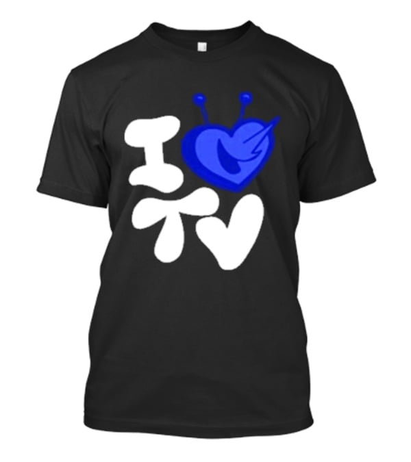 Paperboxmart I Love TV Blue Heart Antenna T-Shirt