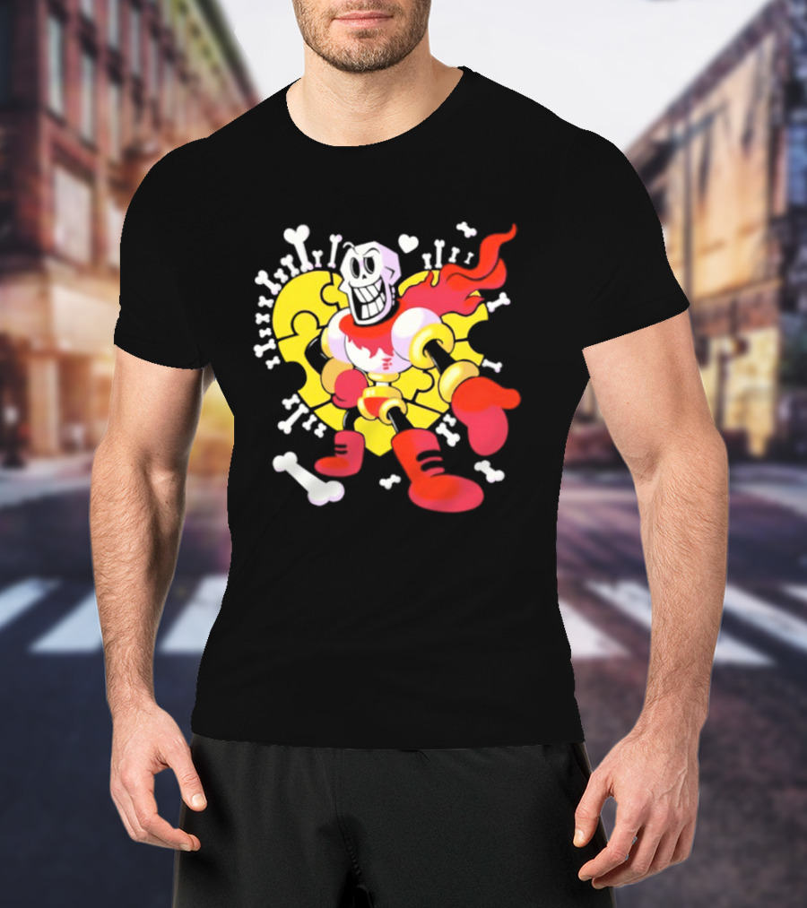 Papyrus Bonetrousle 10th Anniversary Undertale Puzzle Heart Skeleton T-Shirt