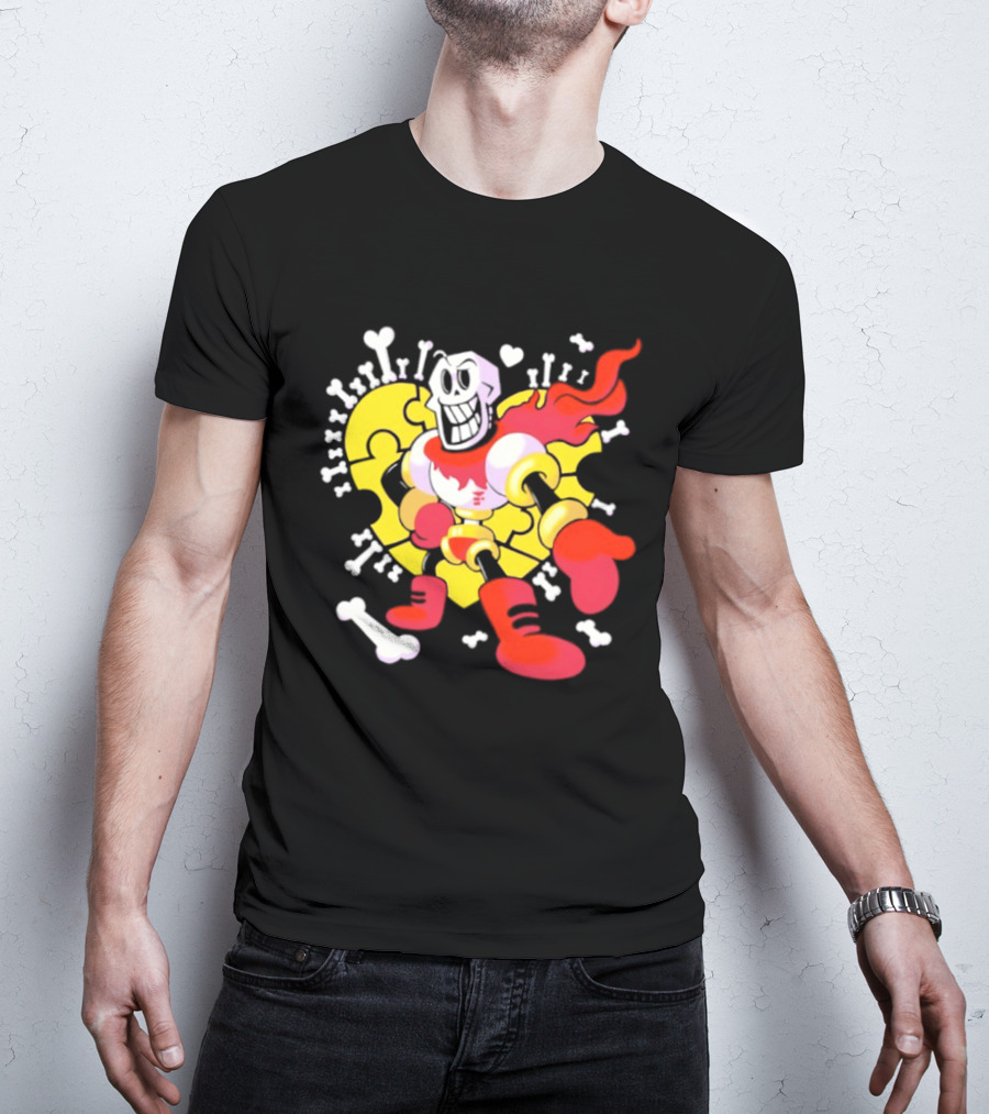 Papyrus Bonetrousle 10th Anniversary Undertale Puzzle Heart Skeleton T-Shirt