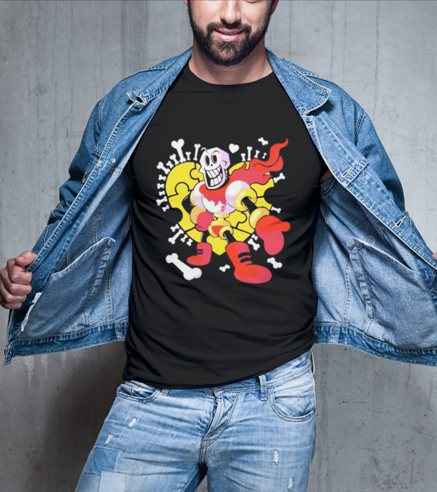 Papyrus Bonetrousle 10th Anniversary Undertale Puzzle Heart Skeleton T-Shirt