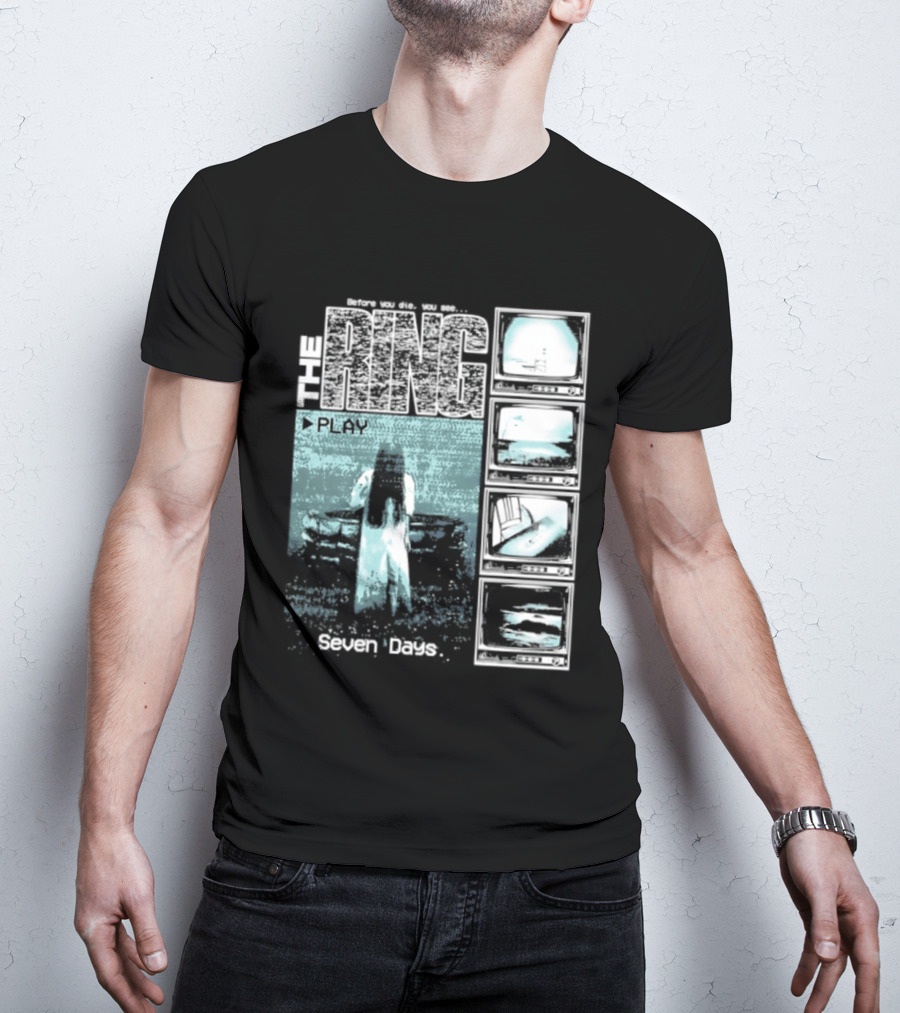 The Ring Seven Days Play Tape Iconic Horror Movie Scene T-Shirt