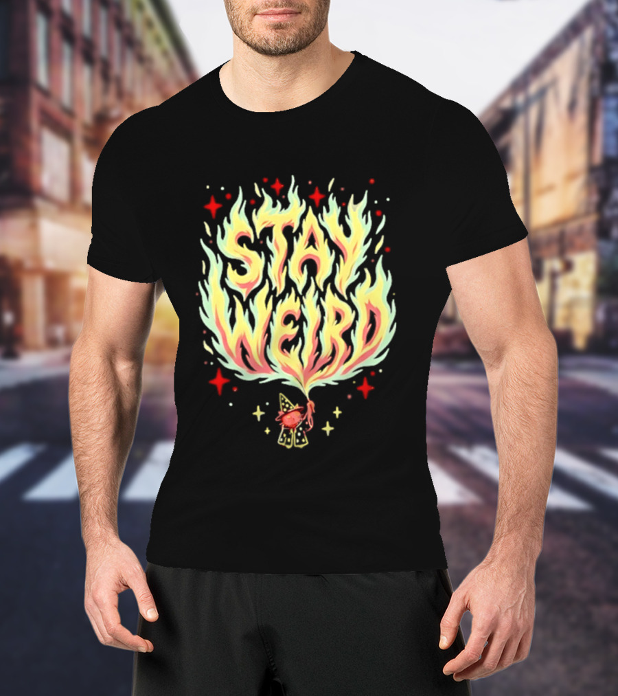 Stay Weird Witch Cat Magic Flame T-Shirt