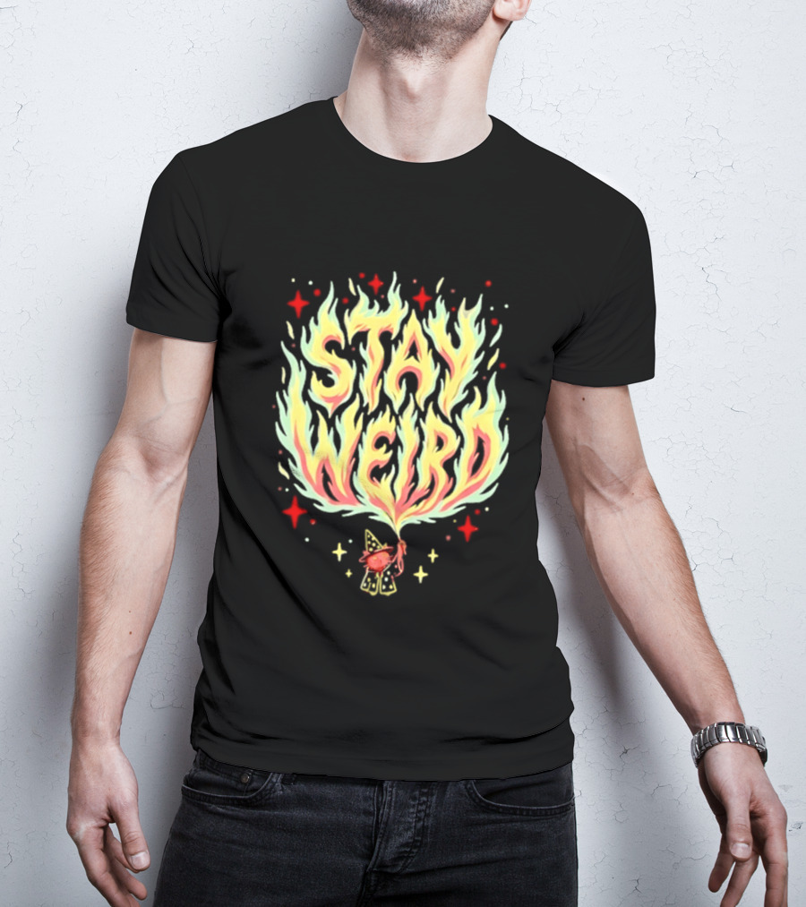 Stay Weird Witch Cat Magic Flame T-Shirt