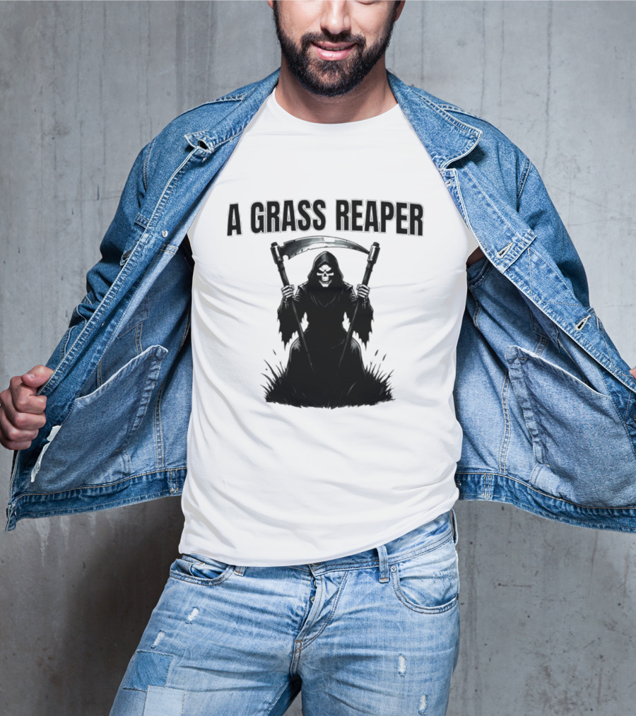 A Grass Reaper Lawn Mower Gardening T-Shirt