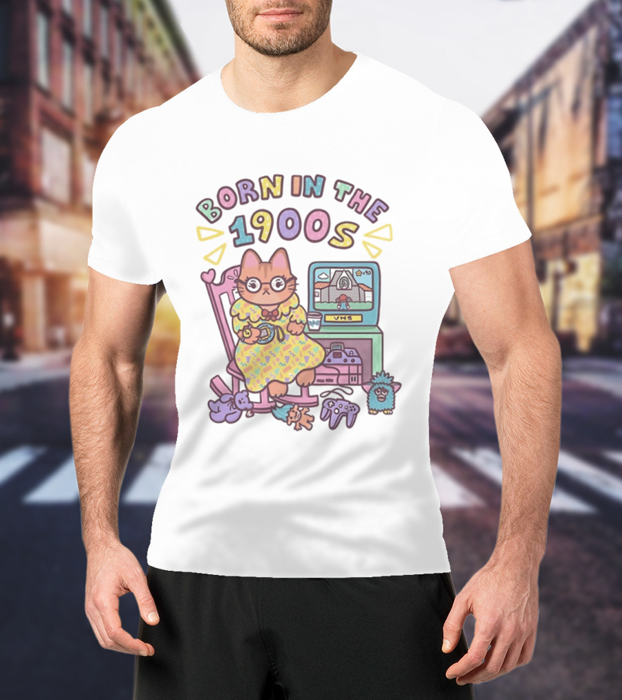 Born In The 1900s Cat VHS Gaming Nostalgia T-Shirt