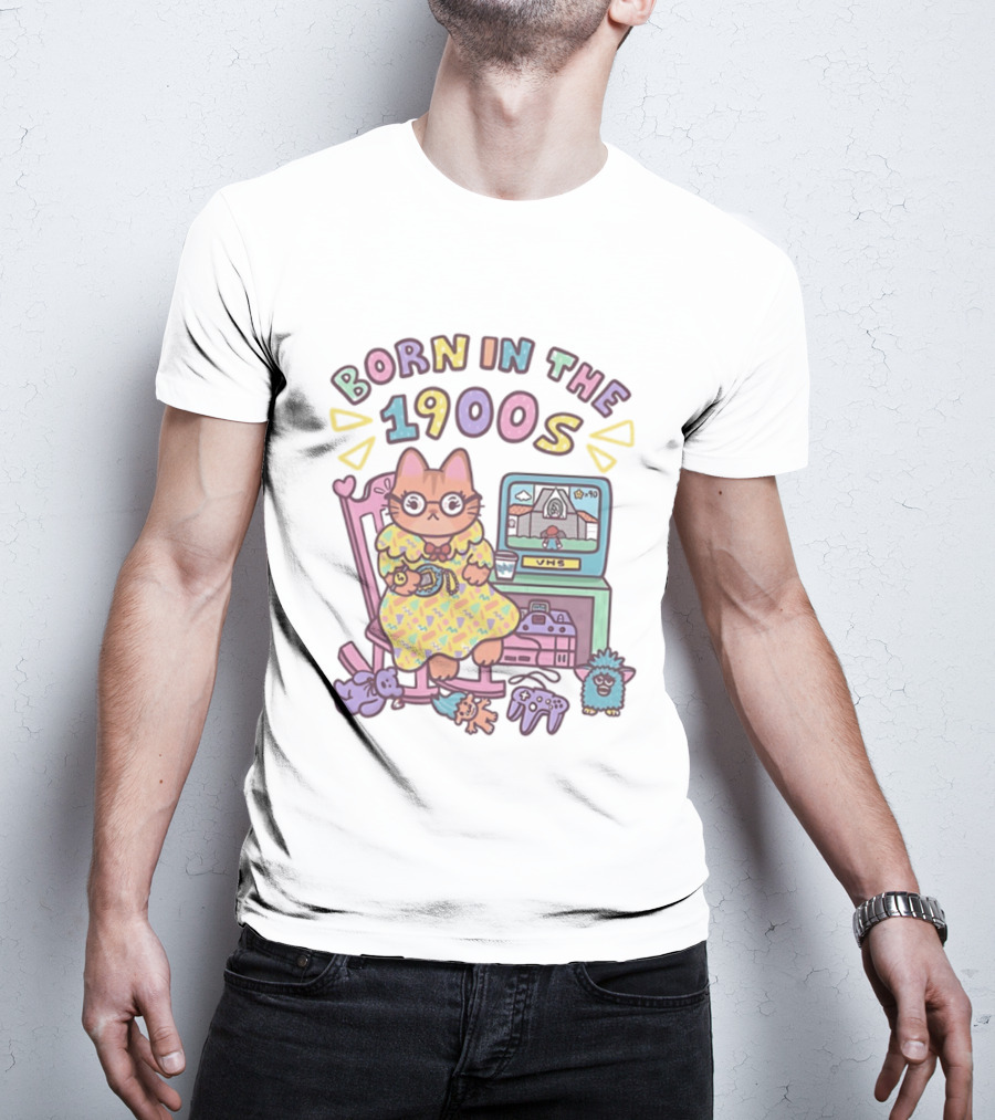 Born In The 1900s Cat VHS Gaming Nostalgia T-Shirt
