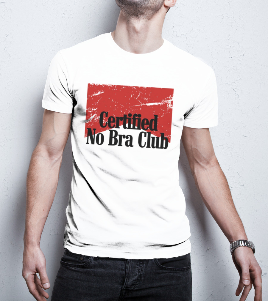 Certified No Bra Club Marlboro Parody Red Banner T-Shirt