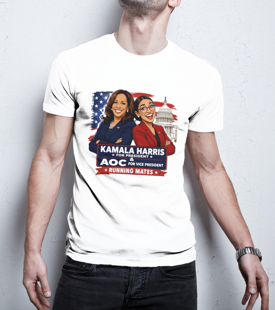 Kamala Harris For President AOC Vice President Running Mates Capitol T-Shirt