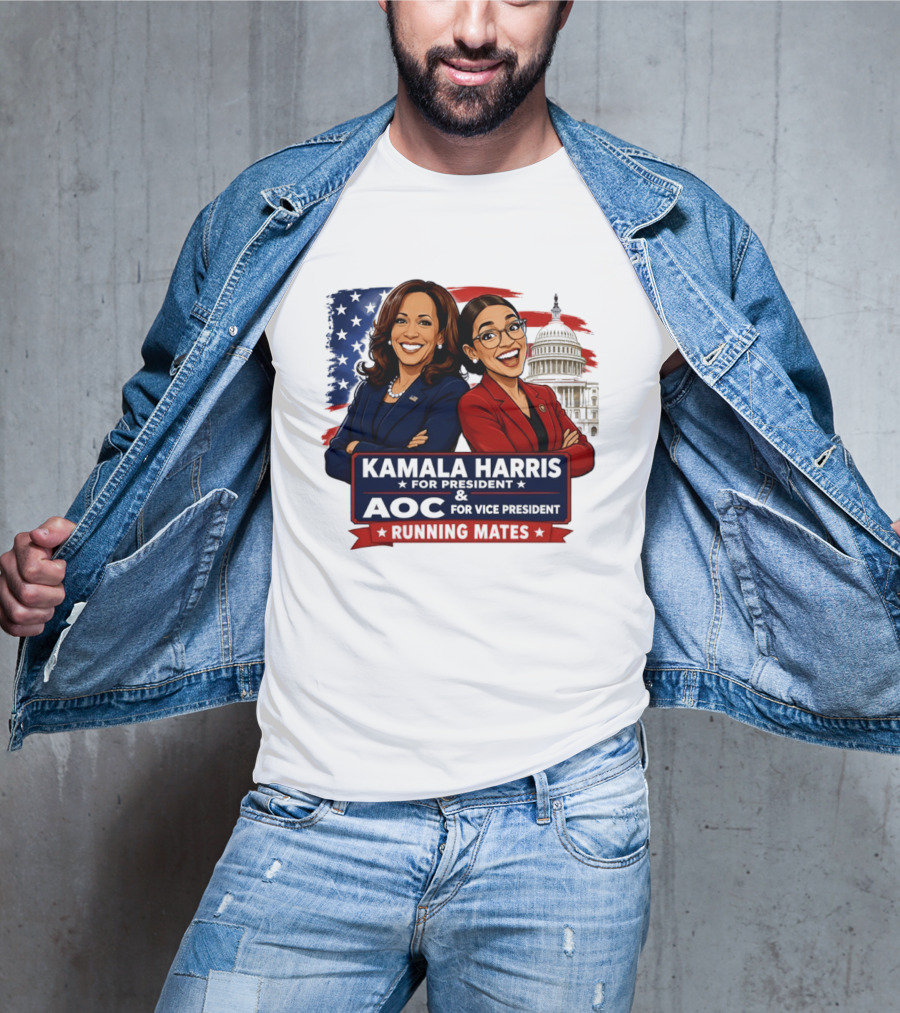 Kamala Harris For President AOC Vice President Running Mates Capitol T-Shirt