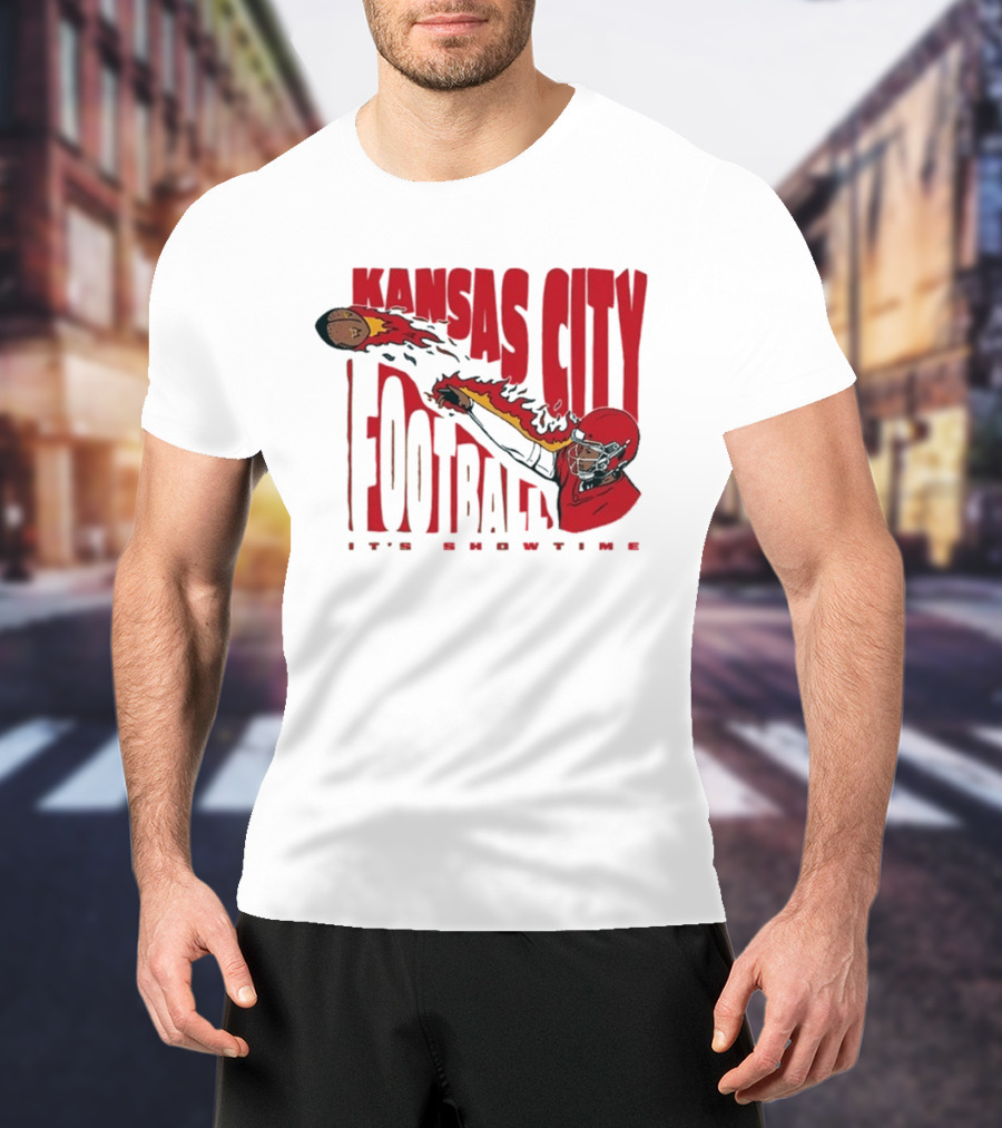Kansas City Football It's Showtime Quarterback Fireball Pass T-Shirt