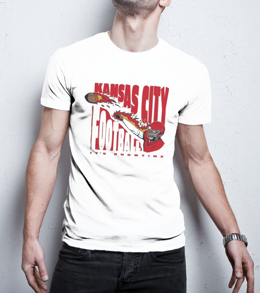 Kansas City Football It's Showtime Quarterback Fireball Pass T-Shirt