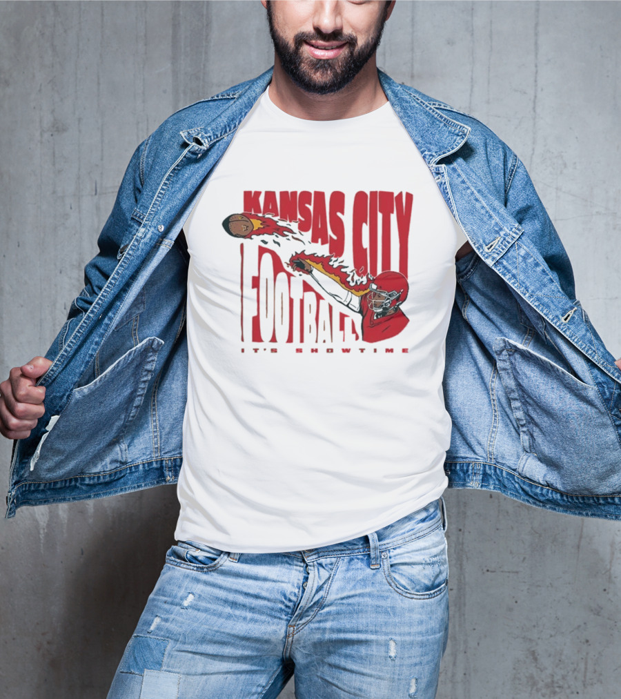Kansas City Football It's Showtime Quarterback Fireball Pass T-Shirt