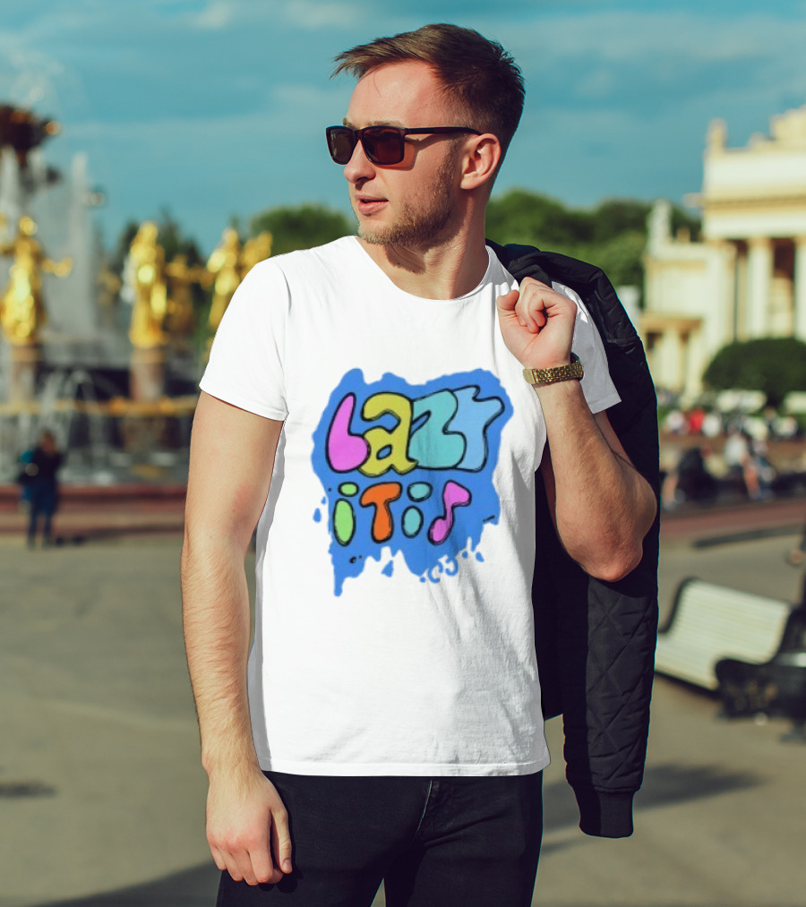 Lazy It Is Colorful Drip Graphic Blue Paint Splatter T-Shirt