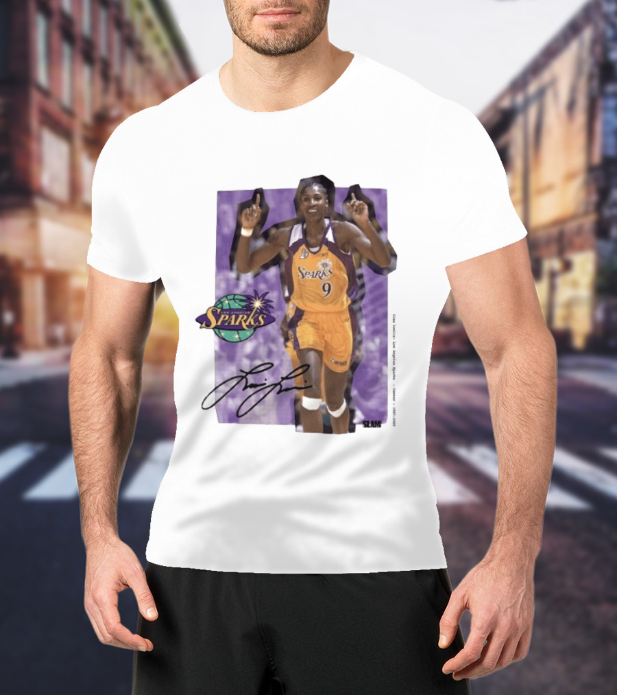 Lisa Leslie Los Angeles Sparks No 9 1997 2009 SLAM Autographed Basketball Legend T-Shirt