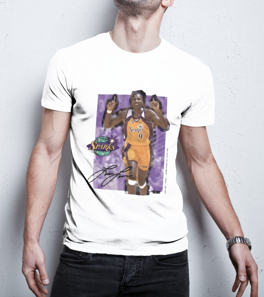Lisa Leslie Los Angeles Sparks No 9 1997 2009 SLAM Autographed Basketball Legend T-Shirt