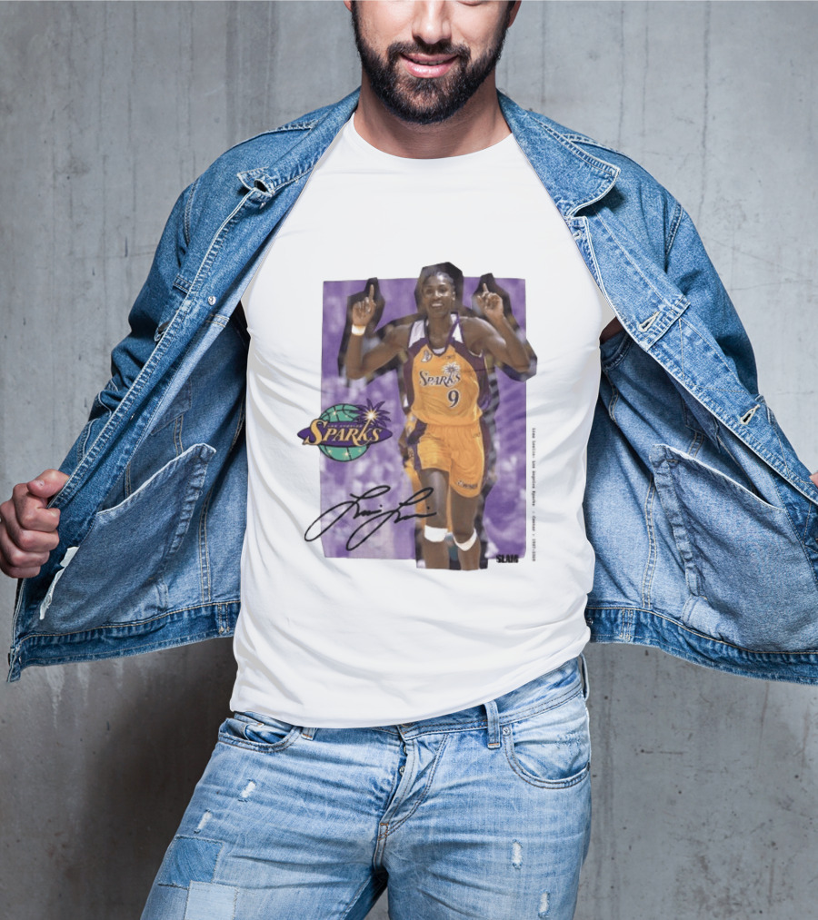 Lisa Leslie Los Angeles Sparks No 9 1997 2009 SLAM Autographed Basketball Legend T-Shirt