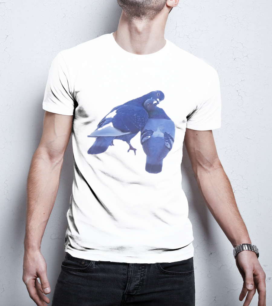 Love Doves Sports Banger Blue Pigeons Embrace T-Shirt