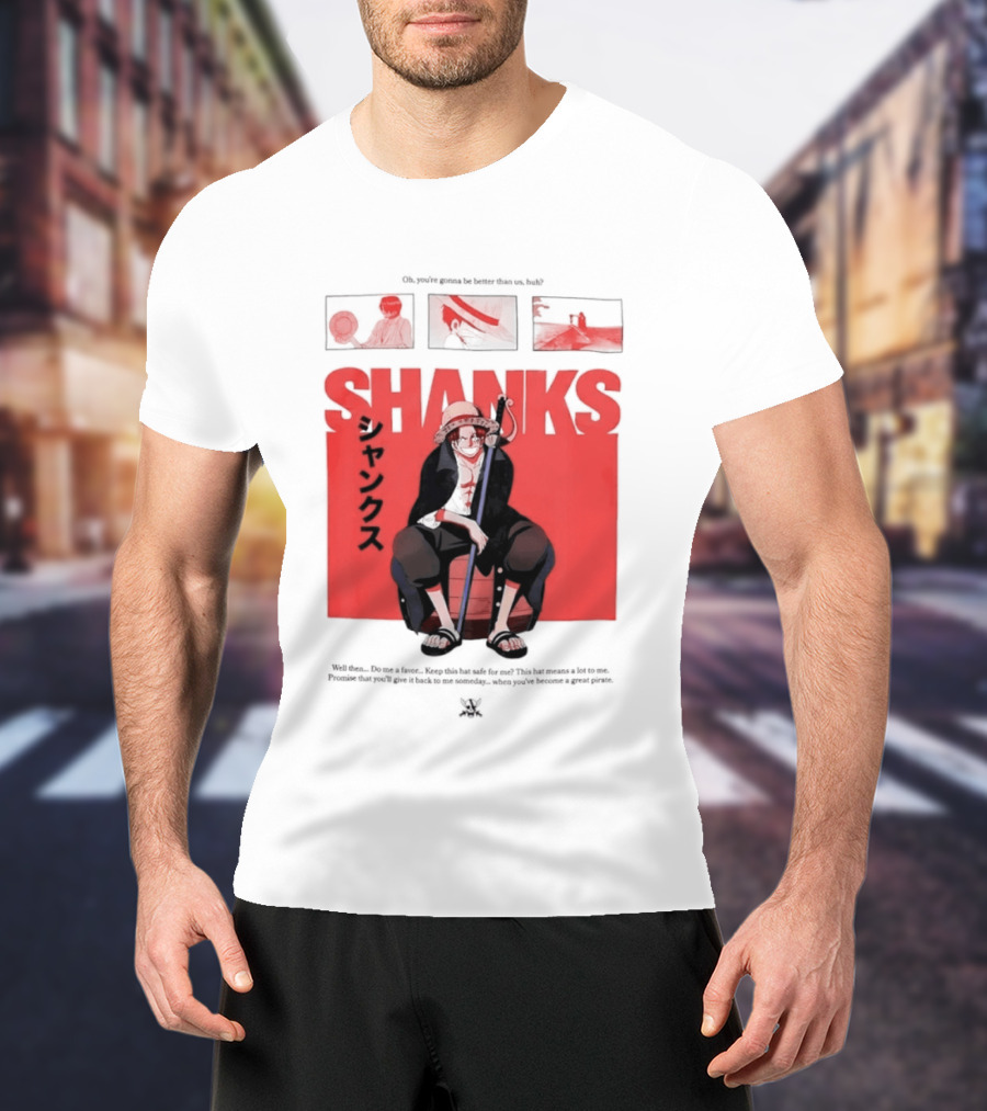 One Piece Shanks Luffy Straw Hat Pirates Manga Panels T-Shirt