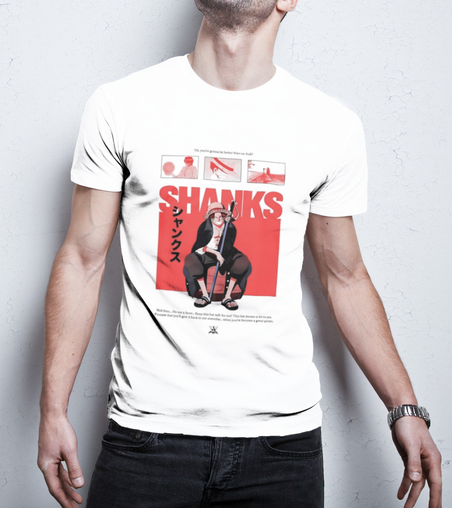 One Piece Shanks Luffy Straw Hat Pirates Manga Panels T-Shirt