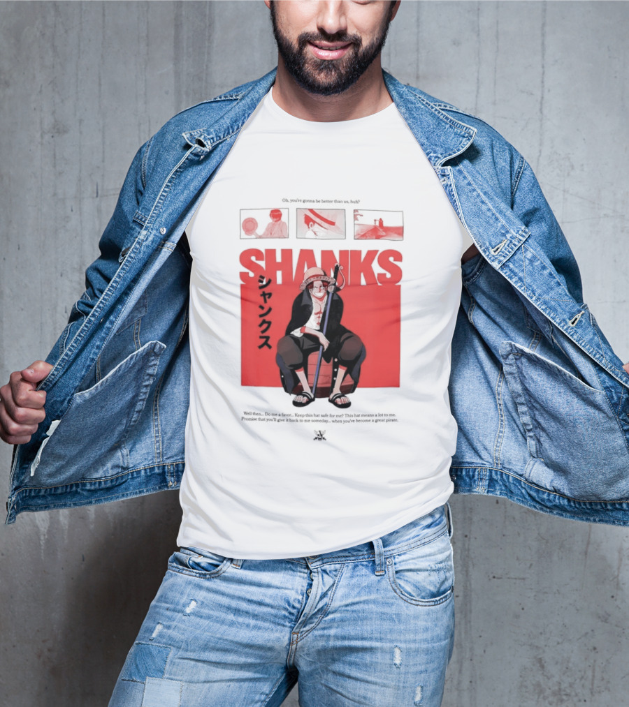 One Piece Shanks Luffy Straw Hat Pirates Manga Panels T-Shirt