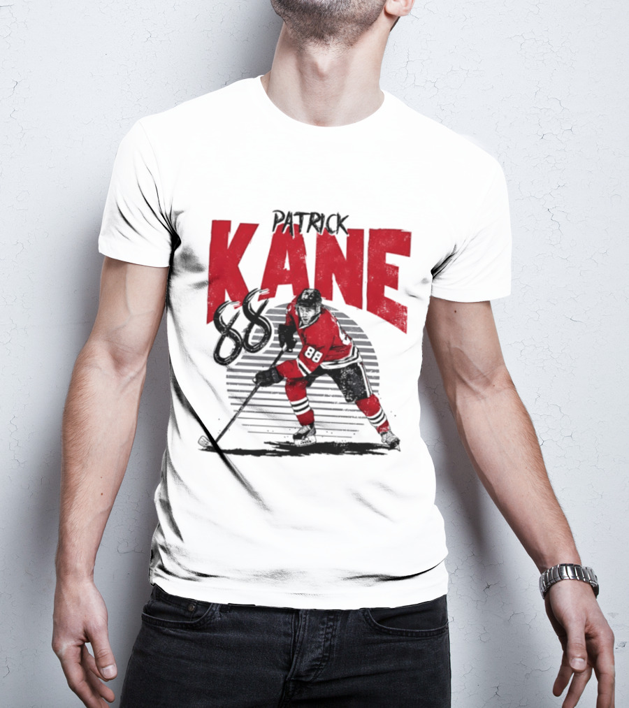 Patrick Kane 88 Chicago Blackhawks Hockey Player Action T-Shirt