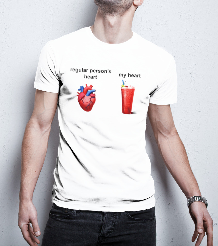 Regular Person's Heart Vs My Heart Cocktail Emoji Comparison T-Shirt