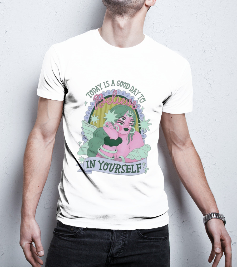 Today Is A Good Day To Believe In Yourself Celestial Character With Wings And Stars T-Shirt