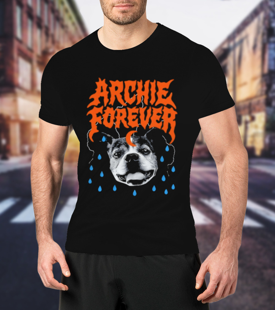 Archie Forever Dog Memorial Pet Tribute With Teardrops And Crescent Moon T-Shirt