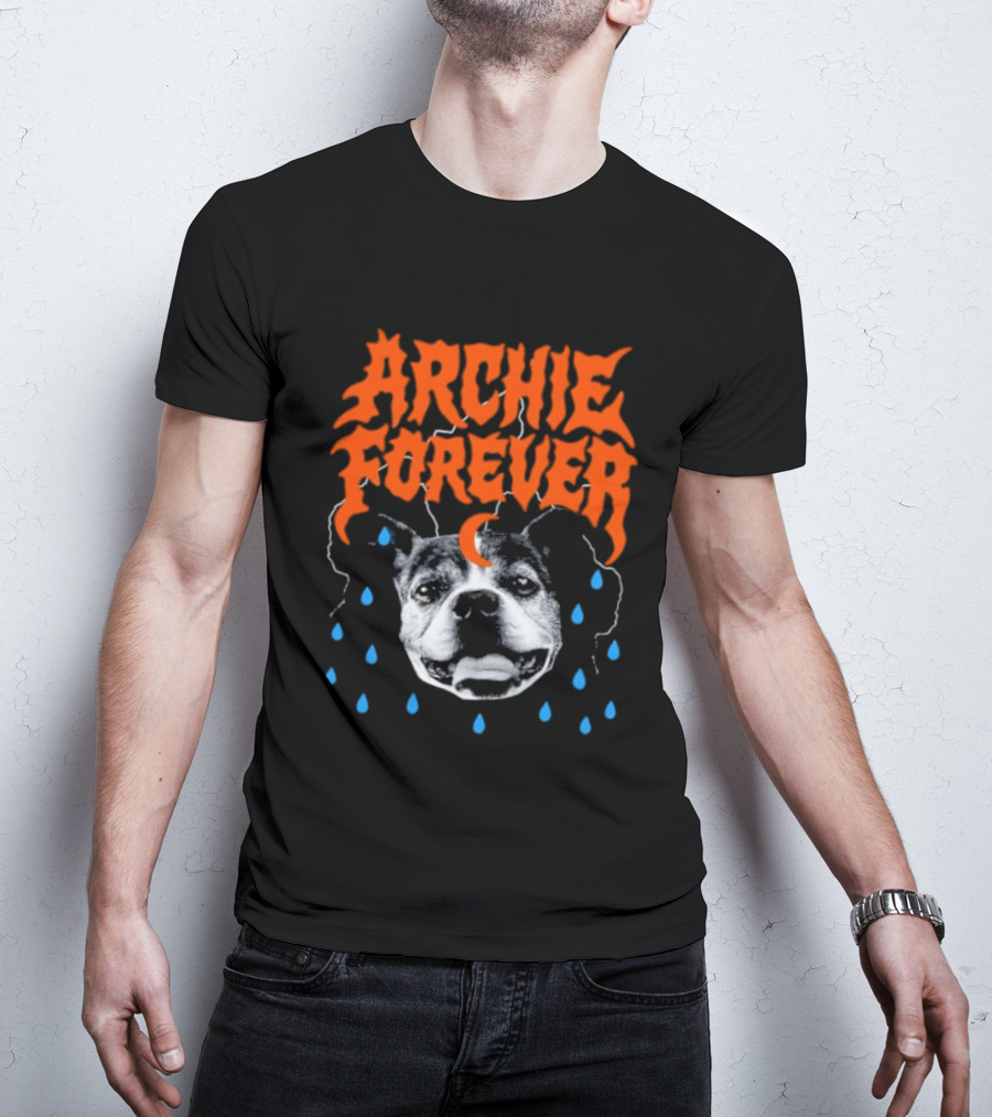 Archie Forever Dog Memorial Pet Tribute With Teardrops And Crescent Moon T-Shirt