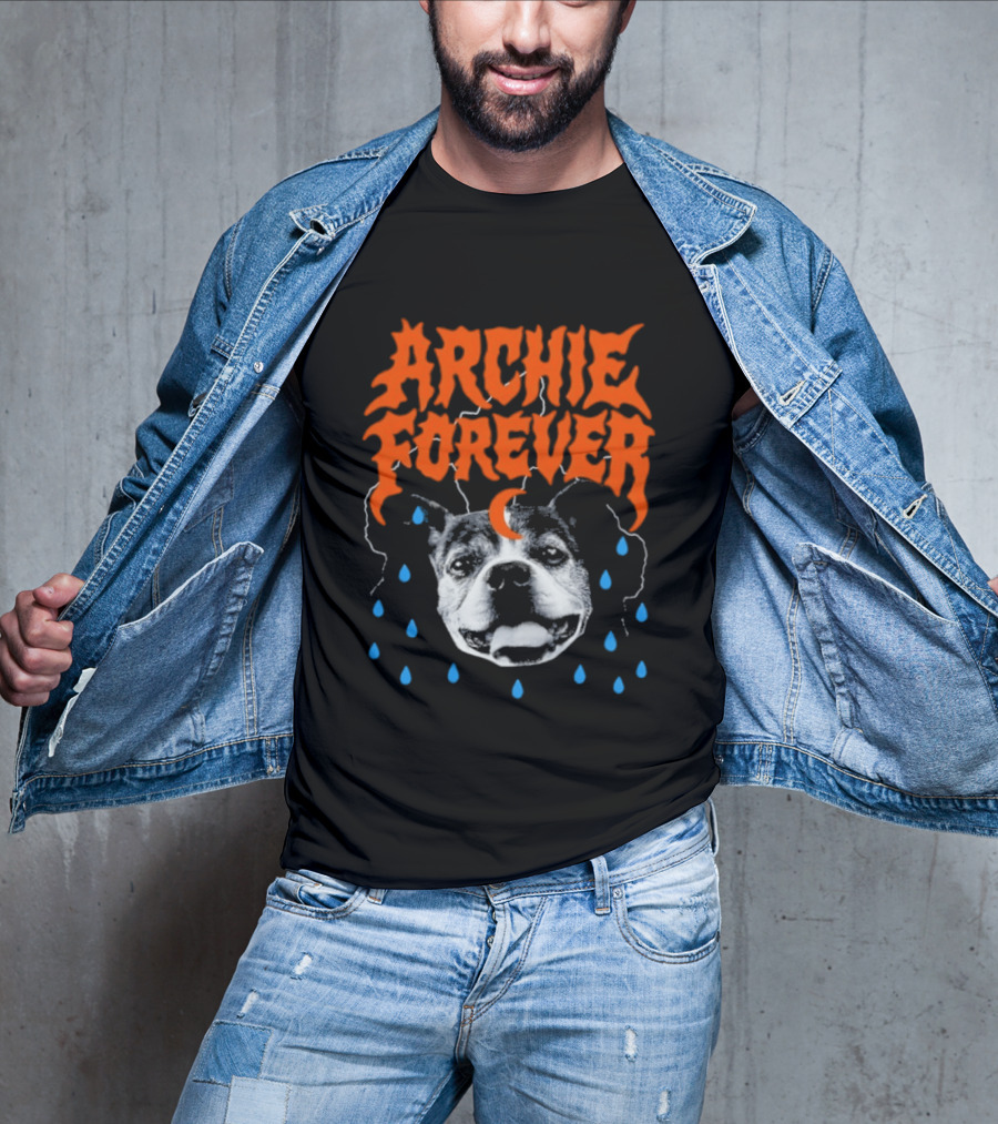 Archie Forever Dog Memorial Pet Tribute With Teardrops And Crescent Moon T-Shirt