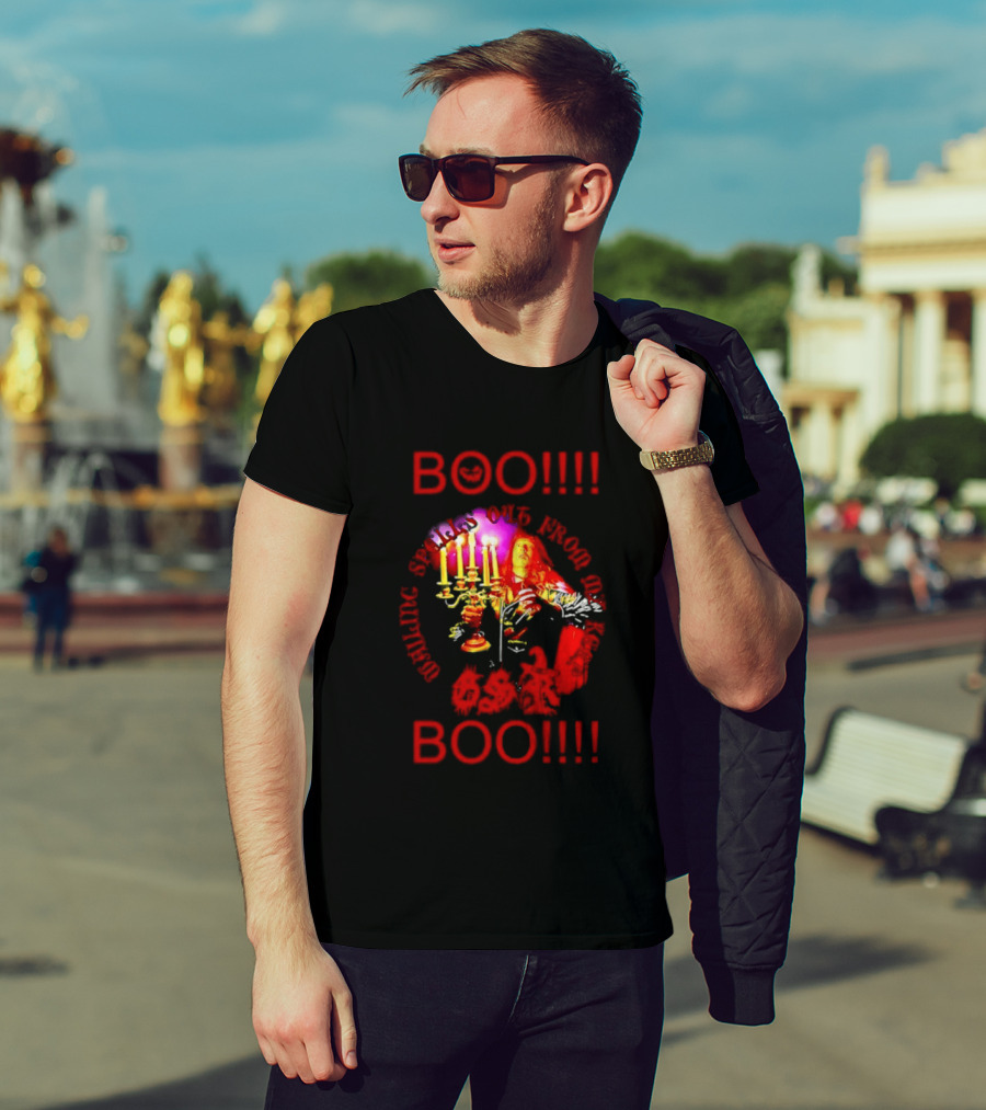 BOO Wailing Spells Out From My Keep Boo Candelabra Portrait Halloween T-Shirt