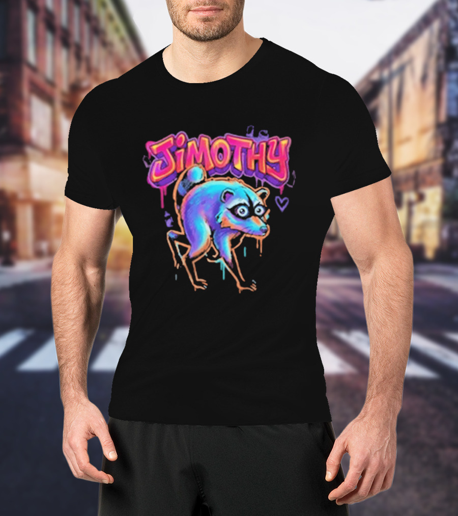 Jimothy Colorful Graffiti Raccoon T-Shirt