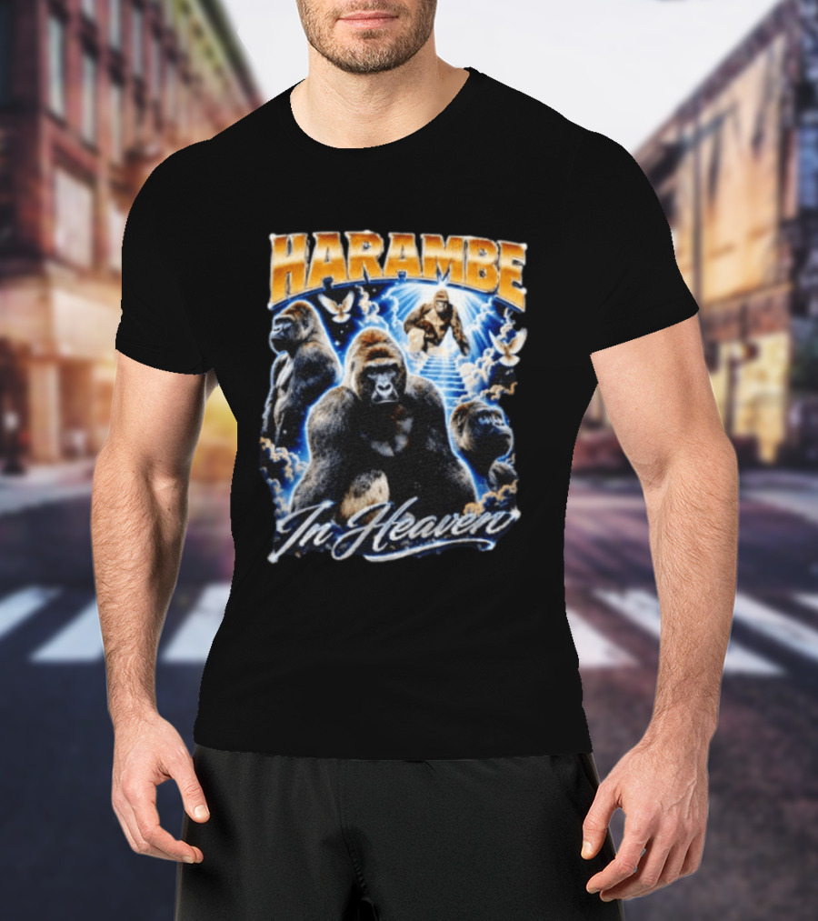 Harambe In Heaven Gorilla And Angels T-Shirt