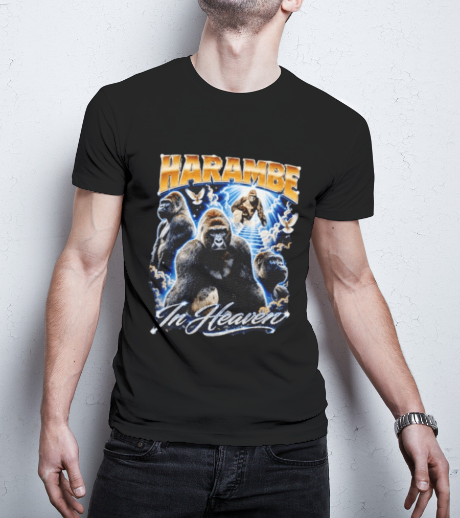 Harambe In Heaven Gorilla And Angels T-Shirt