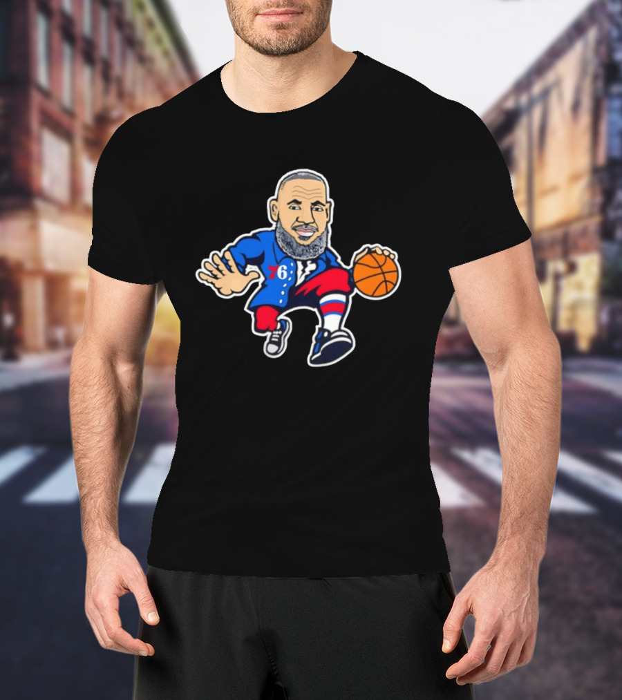 LeBron James Philadelphia Sixers Cartoon Basketball Player With Number 76 T-Shirt
