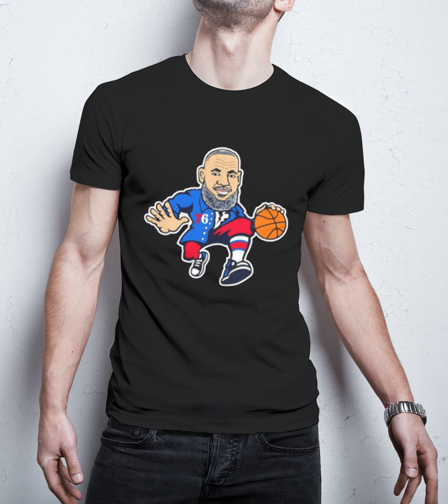 LeBron James Philadelphia Sixers Cartoon Basketball Player With Number 76 T-Shirt