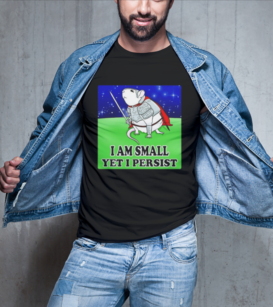 I Am Small Yet I Persist Knight Rat Armor Red Cape Stars T-Shirt