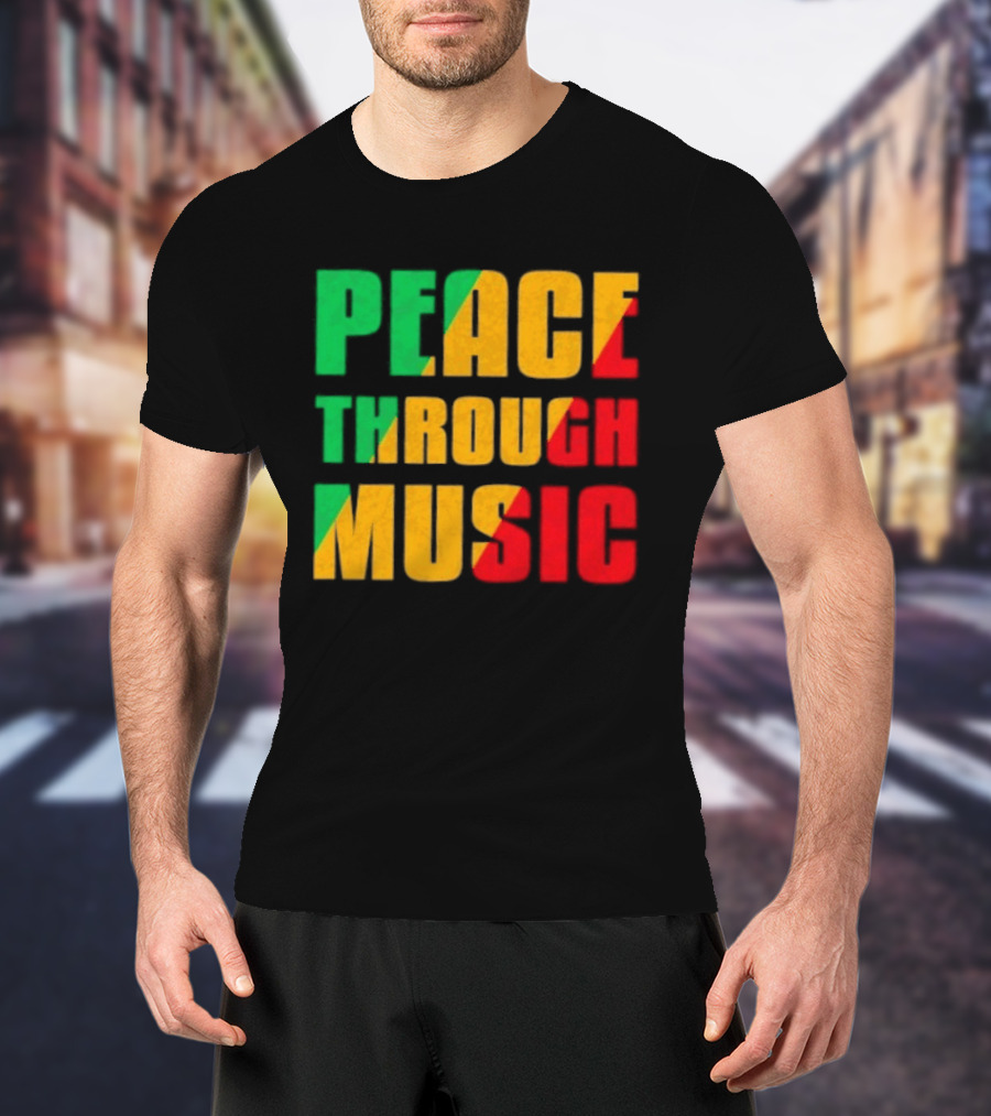 Peace Through Music Reggae Rasta Jamaica T-Shirt