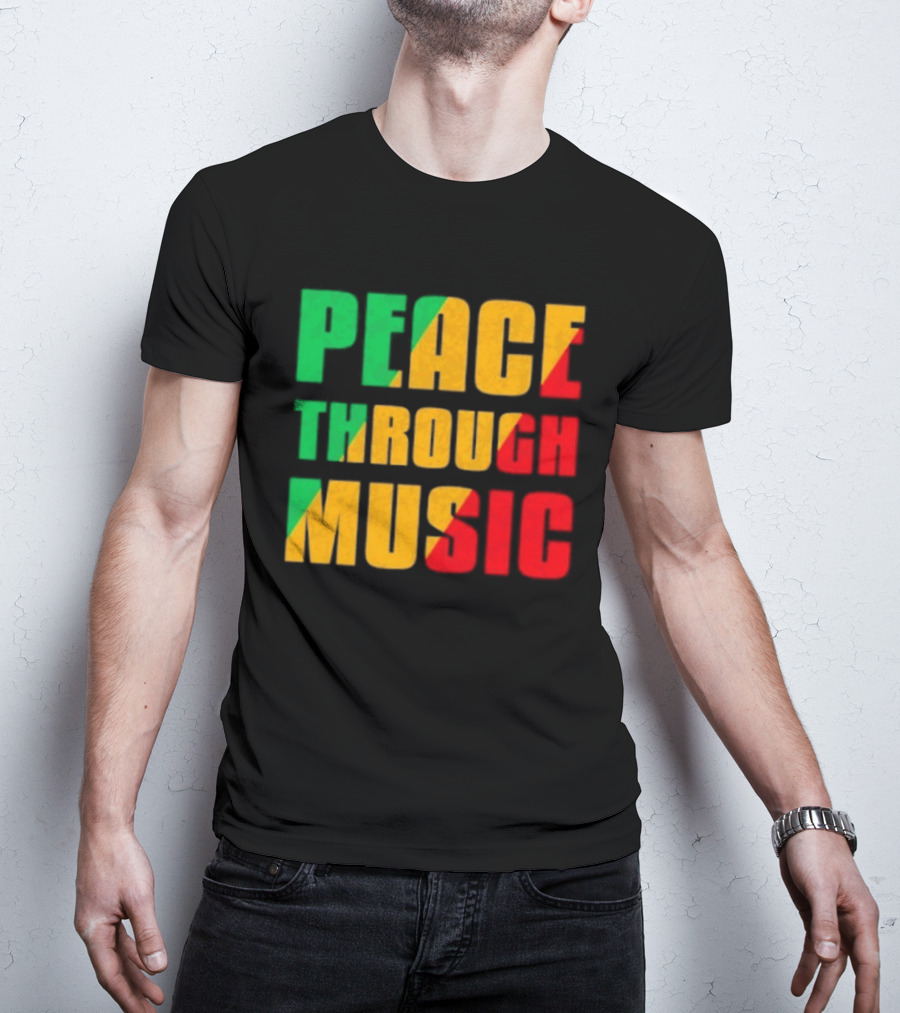 Peace Through Music Reggae Rasta Jamaica T-Shirt