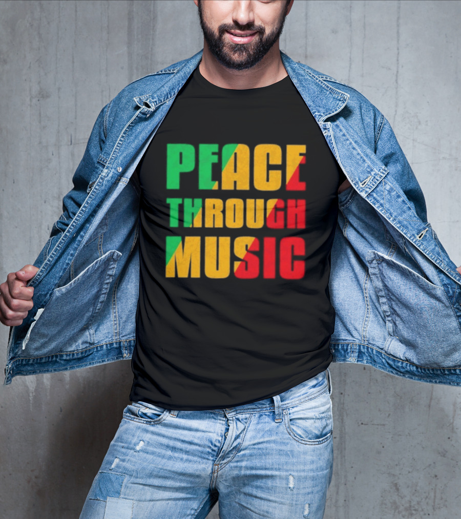 Peace Through Music Reggae Rasta Jamaica T-Shirt