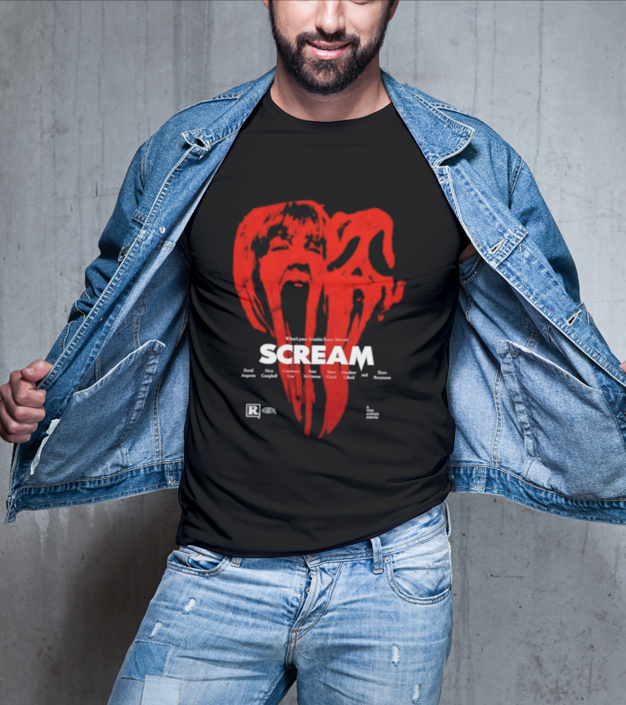 Scream What Is Your Favorite Scary Movie Blood Mask Painting T-Shirt
