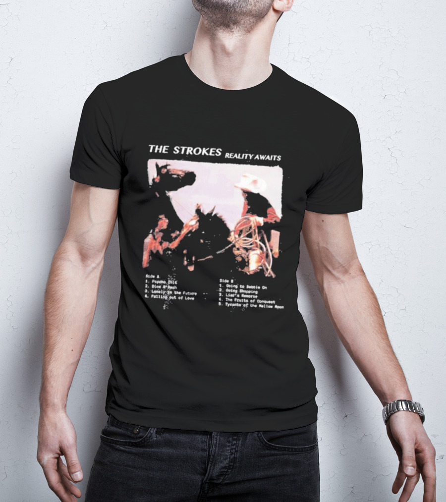 The Strokes Reality Awaits Tracklist Cowboy Imagery Future Nostalgia Space Cowboys T-Shirt