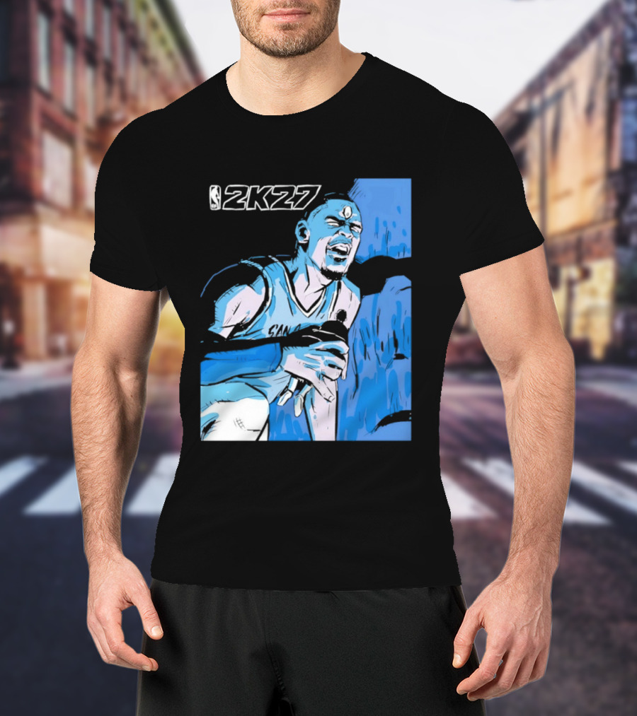 Victor Wembanyama NBA 2K27 Basketball Game Cover T-Shirt