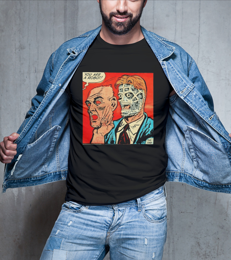 You Are A Robot Comic Style Mask Reveal The End T-Shirt